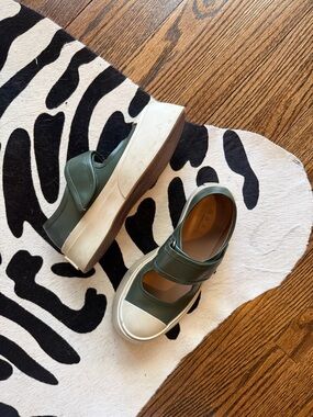Marni Green and White Platform Mary Janes